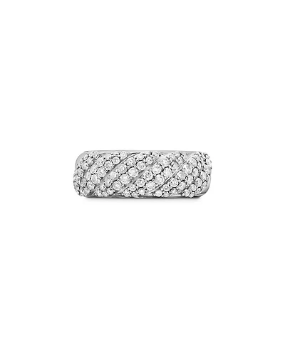 Sterling Silver Faceted Diamond Pavé Ring