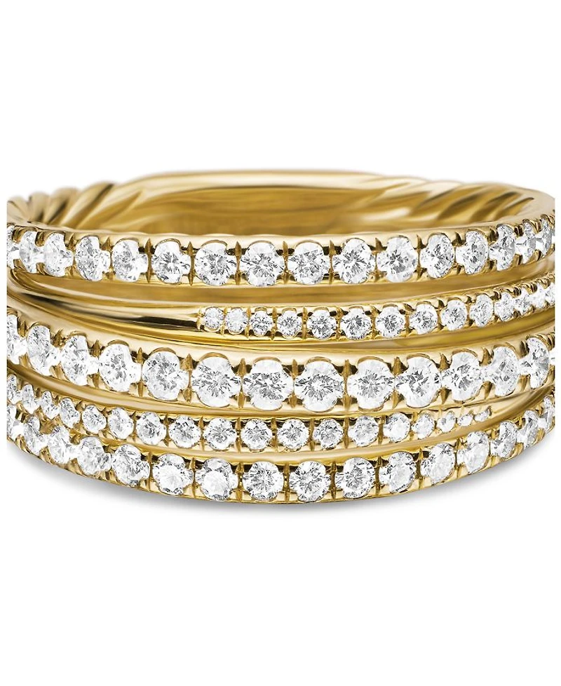 Pavé Crossover Ring 18K Yellow Gold with Diamonds, 11mm