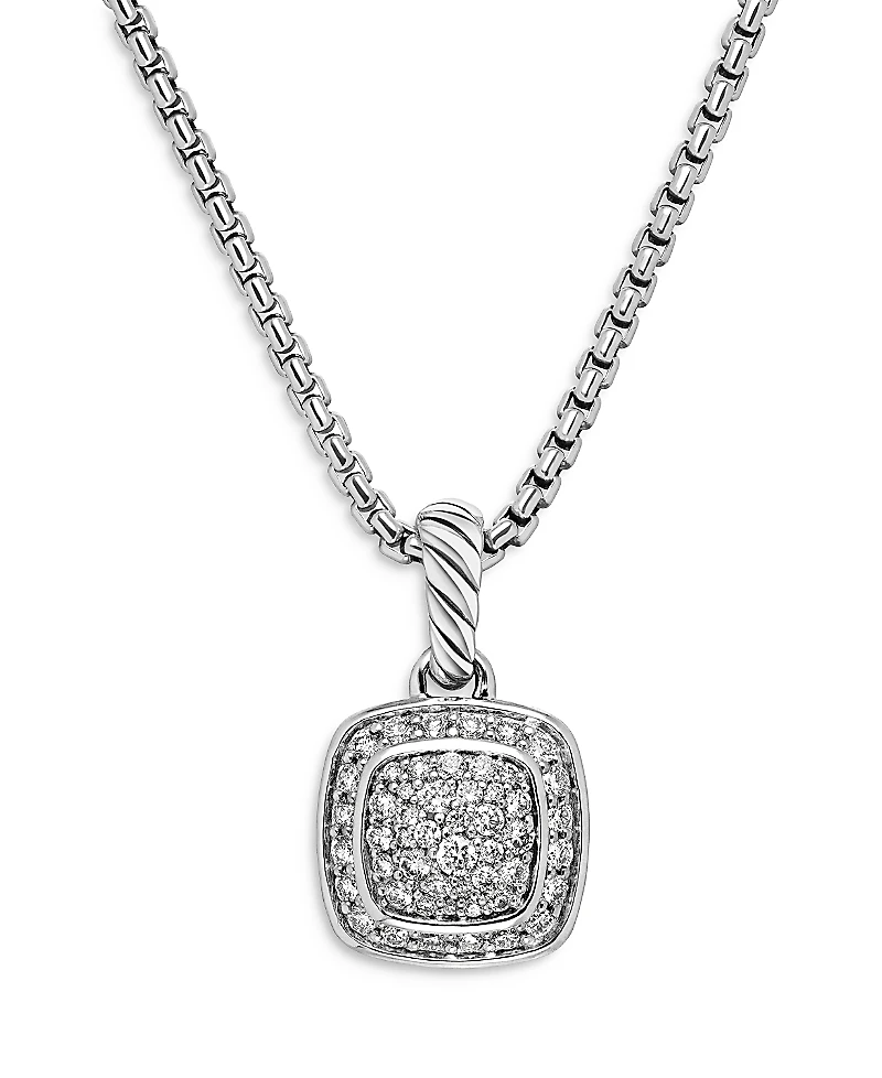 David Yurman Sterling Silver Petite Albion Diamond Pave Pendant Necklace, 16-17