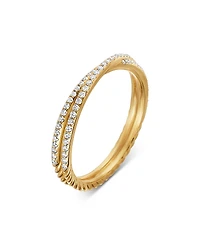 David Yurman 18K Yellow Gold Dy Crossover Micro Pave Band Ring