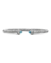 David Yurman Sterling Silver Cable Classic Bracelet with Blue Topaz & Diamonds