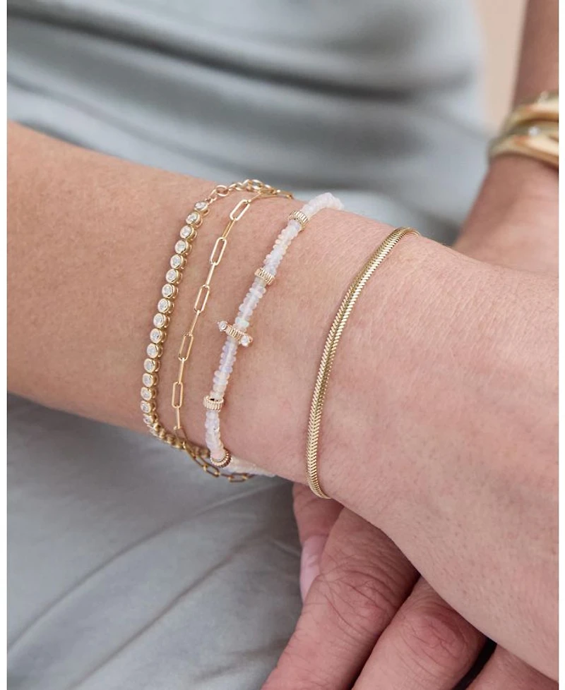 14K Yellow Gold Simple Gold Paperclip Link Chain Bracelet