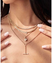 14K Yellow Gold Mixed Prong Damond Snake Chain Necklace, 16"