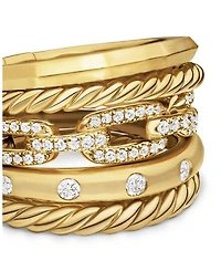Stax Five Row Ring 18K Yellow Gold with Diamonds, 15mm