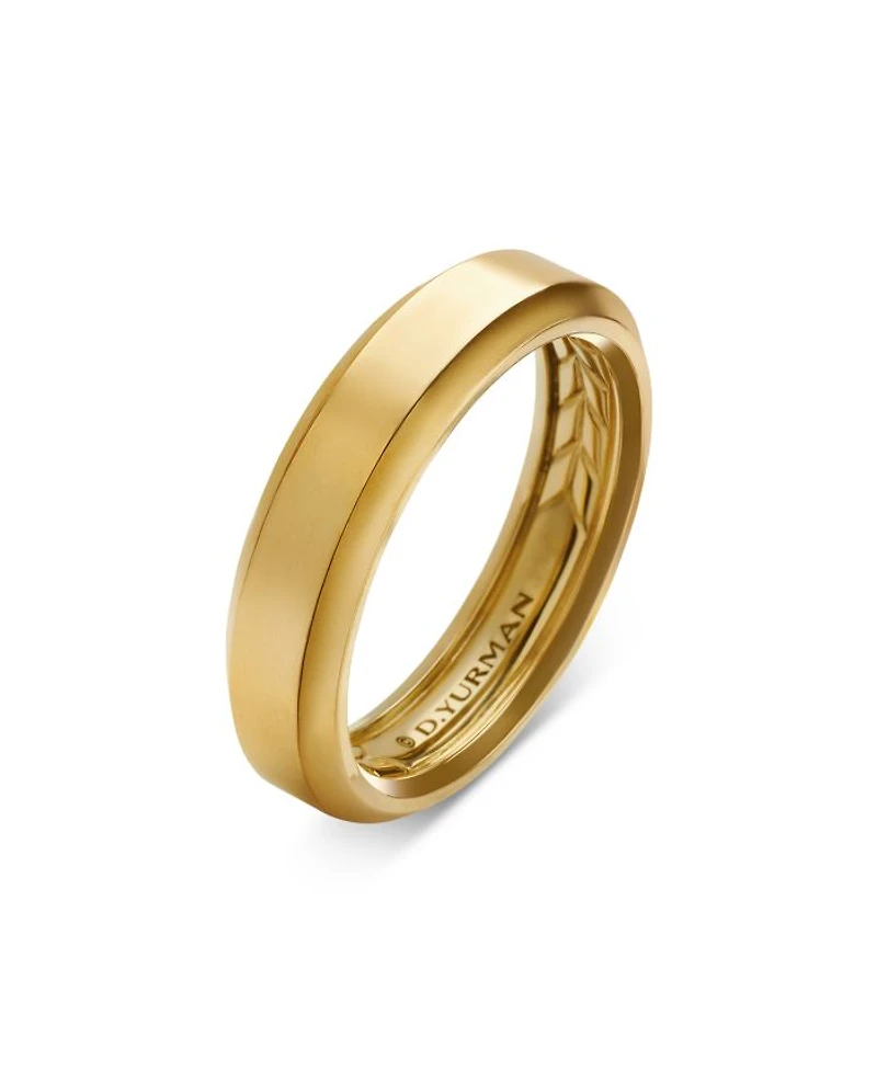 Men's 18K Yellow Gold Wedding Beveled Bands