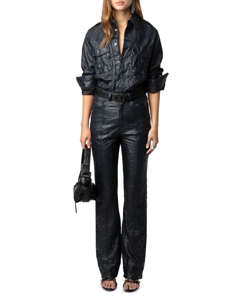 Taska Cuir Froisse Leather Shirt