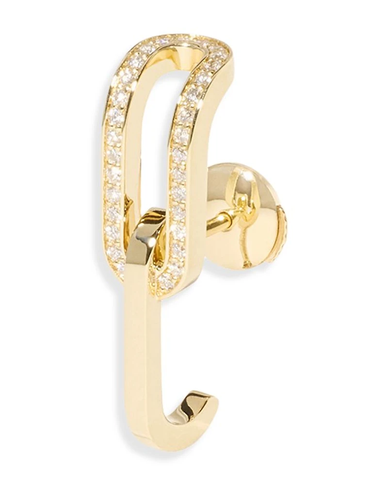 18K Yellow Gold Maillon Diamond Mono Link Single Stud Earring