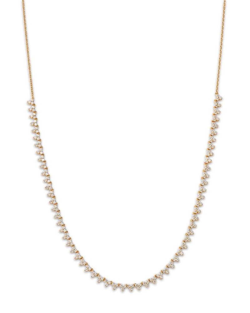 14K Yellow Gold Lab Grown Diamond Trilogy Collar Necklace, 16"