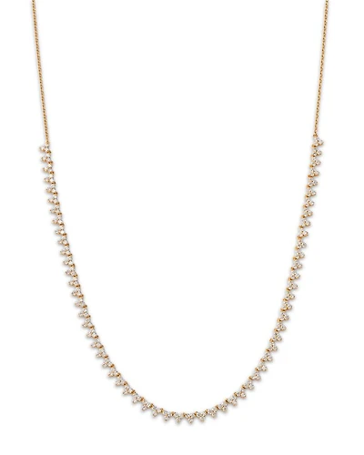 14K Yellow Gold Lab Grown Diamond Trilogy Collar Necklace, 16"