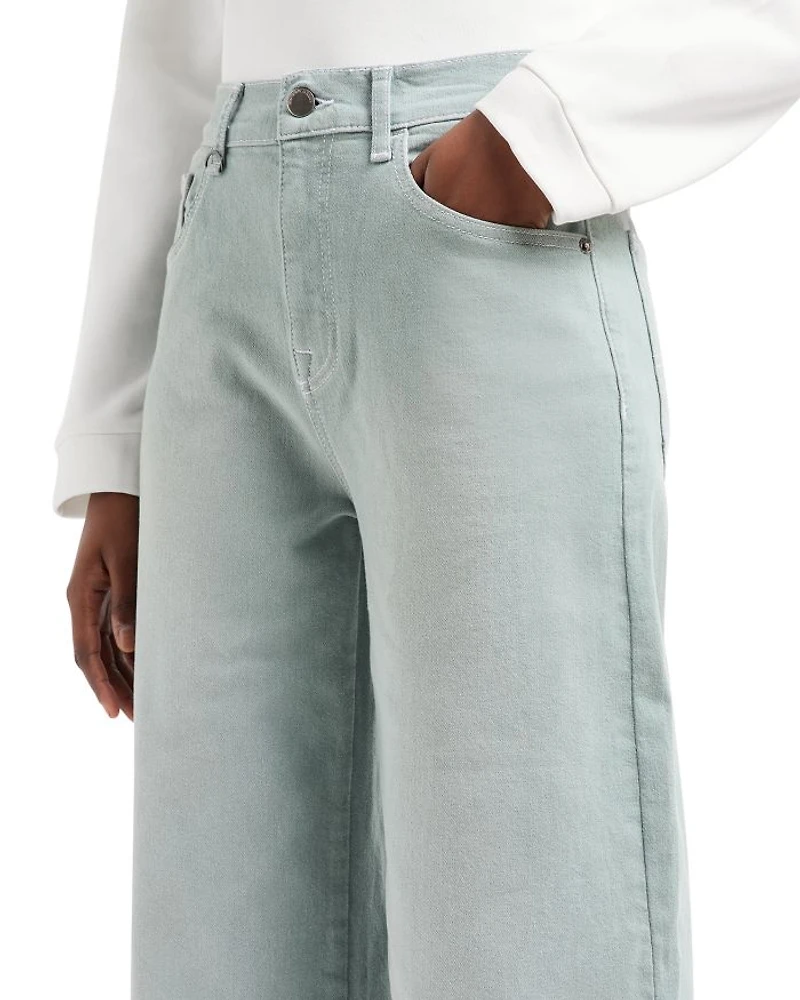 High Rise Straight Leg Jeans Light Green
