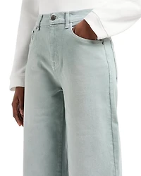 High Rise Straight Leg Jeans Light Green