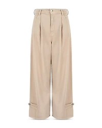 High Rise Wide Leg Jeans Sand