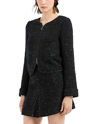 Metallic Tweed Zip Jacket