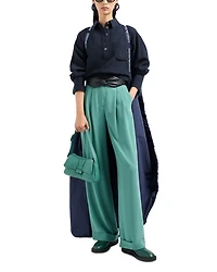 Stretch Polyester Trousers with Rolled Cuffs