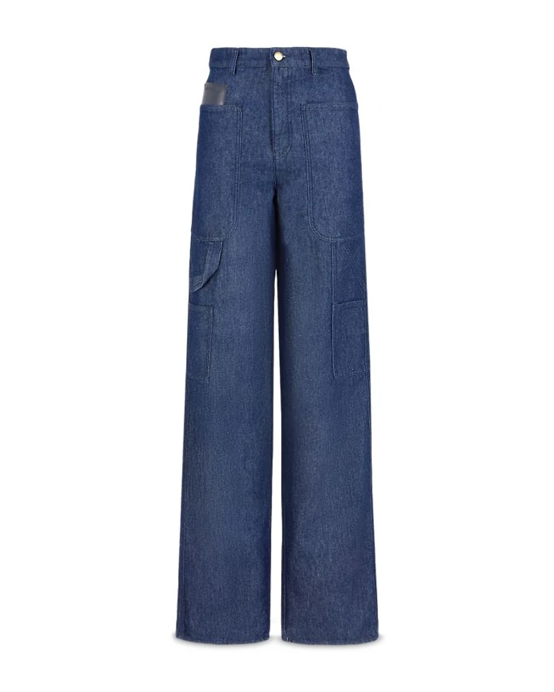 High Rise Cargo Jeans Dark Denim