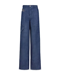 High Rise Cargo Jeans Dark Denim