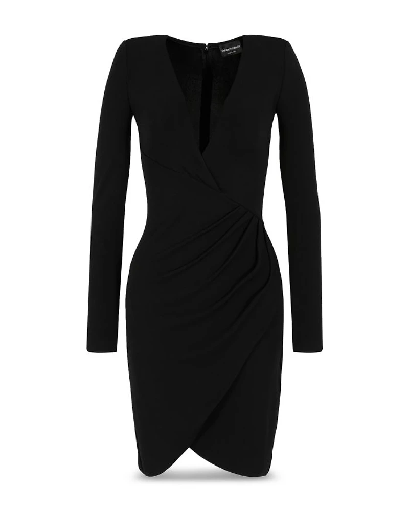 Opaque Crepe Wrap Effect Dress