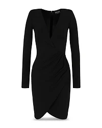 Opaque Crepe Wrap Effect Dress