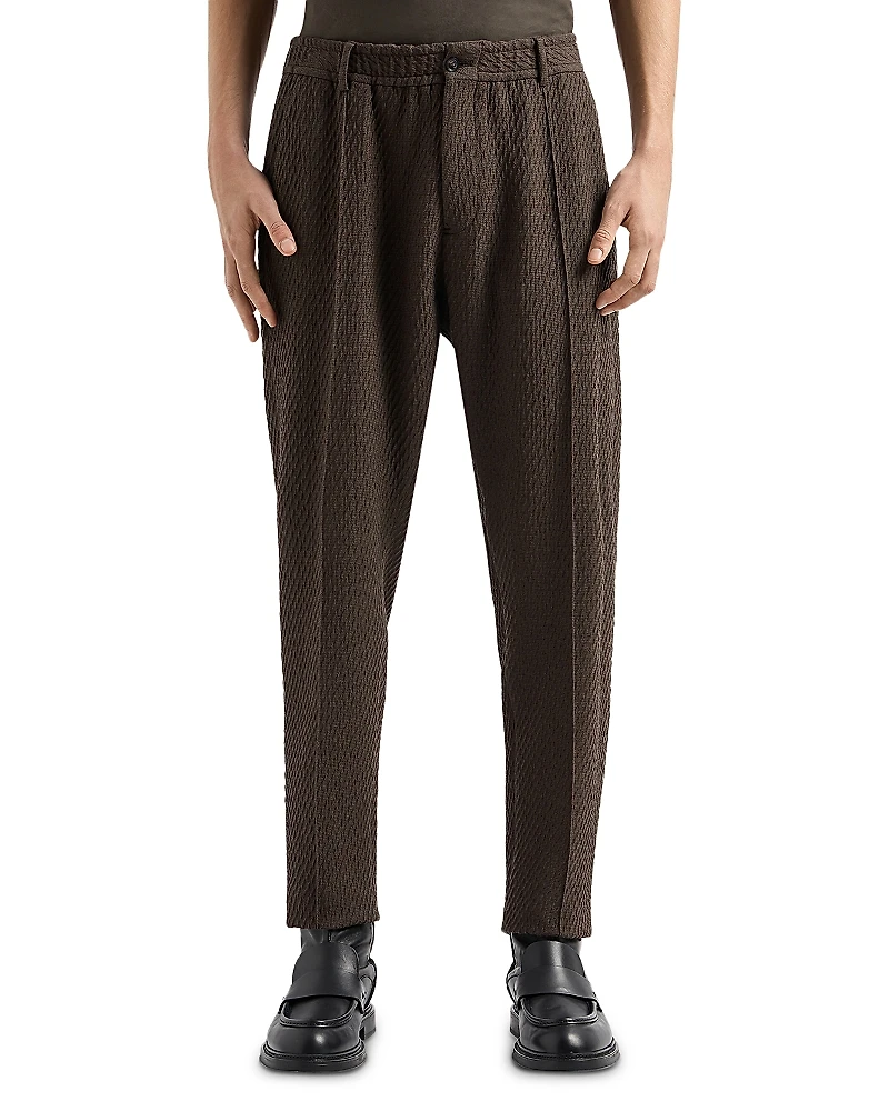 Emporio Armani 3D Effect Virgin Wool Stretch Jersey Trousers