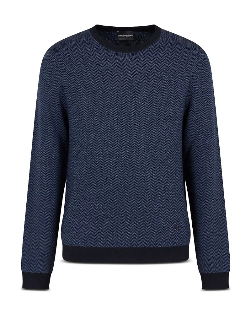 Wool Chevron Jacquard Regular Fit Sweater