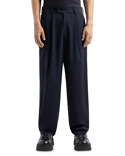Emporio Armani Cool Wool Regular Fit Pleated Cargo Pants
