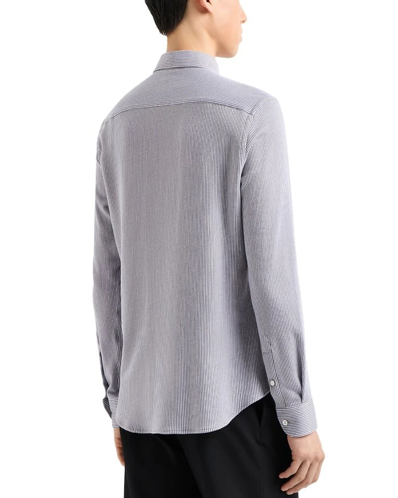 Striped Jersey Button Down Shirt