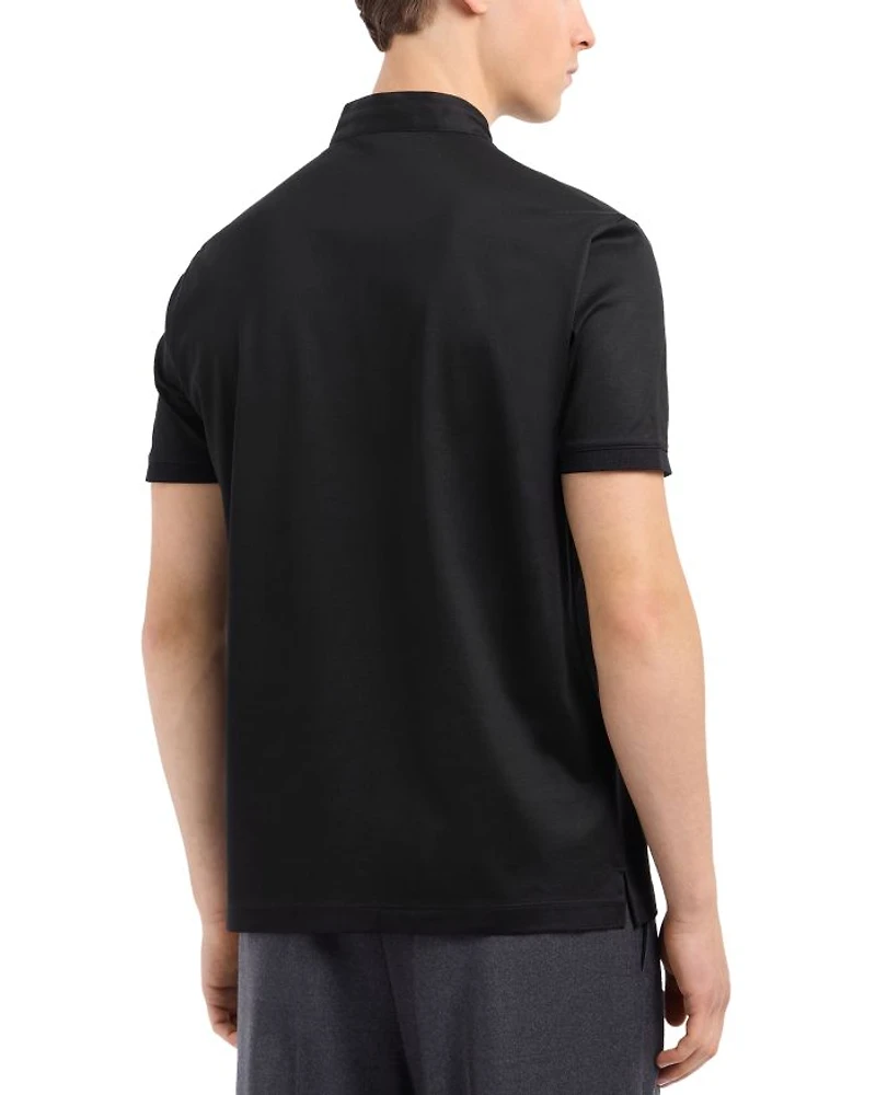 Jersey Knit Regular Fit Band Collar Polo Shirt