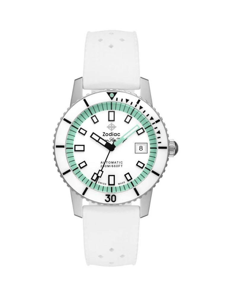 Compression Diver Automatic White Rubber Watch, 40mm