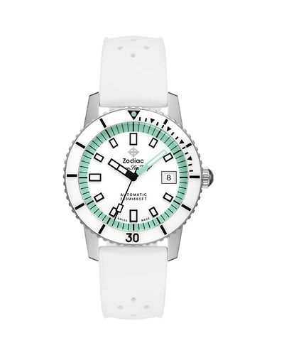 Compression Diver Automatic White Rubber Watch, 40mm