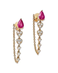 Bloomingdale's Fine Collection 14K Yellow Gold Ruby & Diamond Drop Earrings