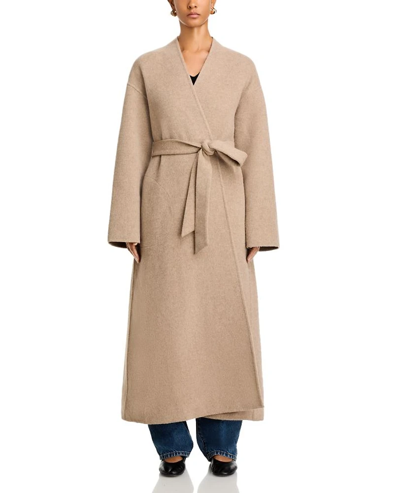 Wool Blend Wrap Coat