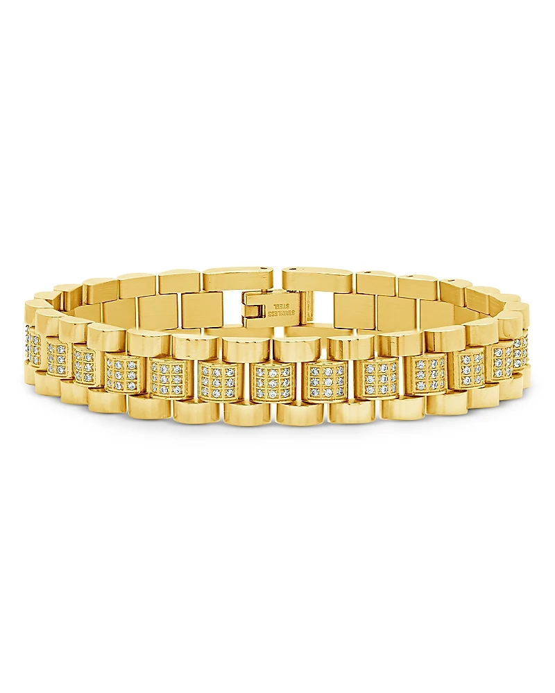 Sterling Forever Pave Watch Band Chain Bracelet