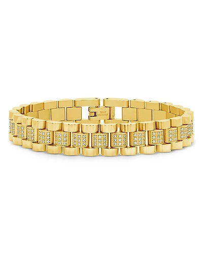 Sterling Forever Pave Watch Band Chain Bracelet