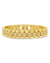 Sterling Forever Pave Watch Band Chain Bracelet