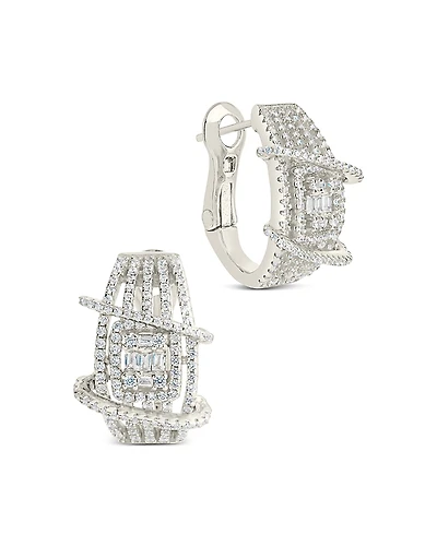 Sterling Forever Leigh Multi Row Hoop Earrings