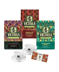 GoCoffeeGo - Victrola Triple Espresso Gift Bundle - Triborough, Streamline & Paramount, 1 Chocolate Bar & 2 Porcelain cups & saucers 8oz each