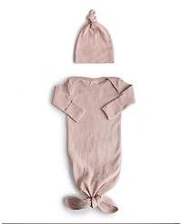 Mushie Unisex Ribbed Knotted Gown + Beanie - Baby