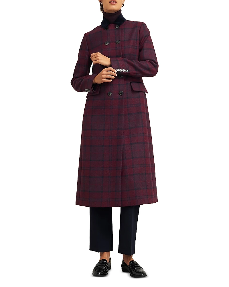 Hobbs London Patricia Plaid Double Breasted Coat