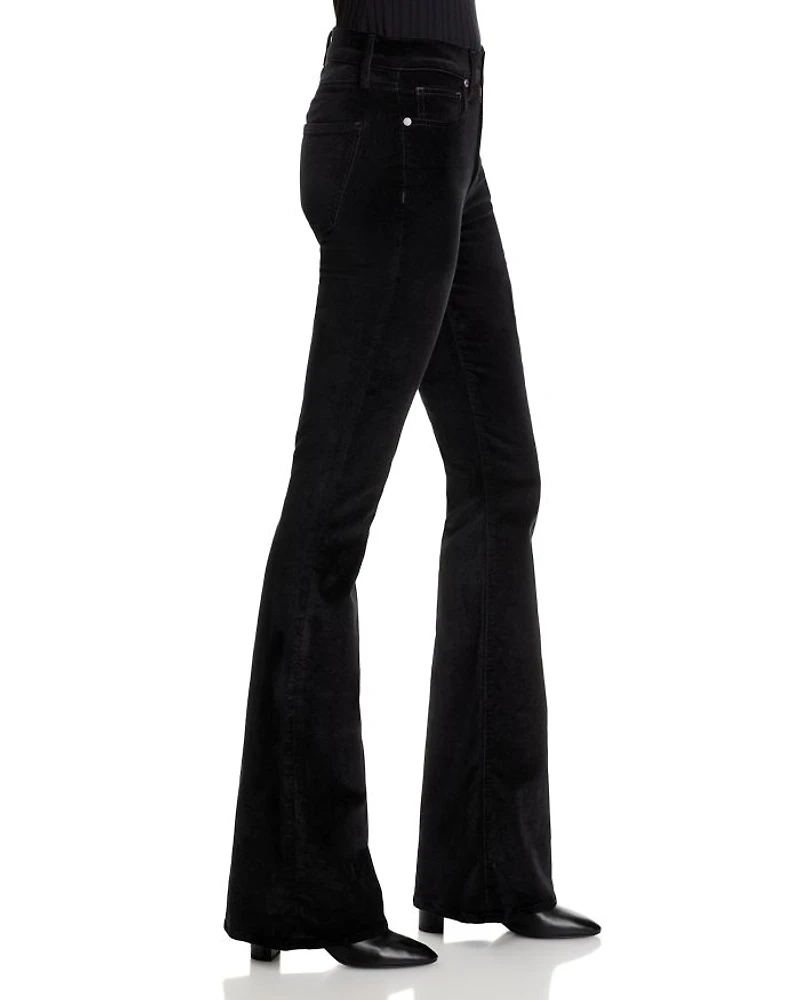 Beverly High Rise Velveteen Skinny Flare Jeans Black
