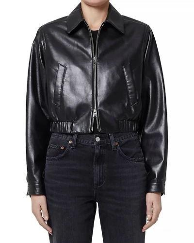 x Shoreditch Ski Club Essie Leather Cropped Jacket