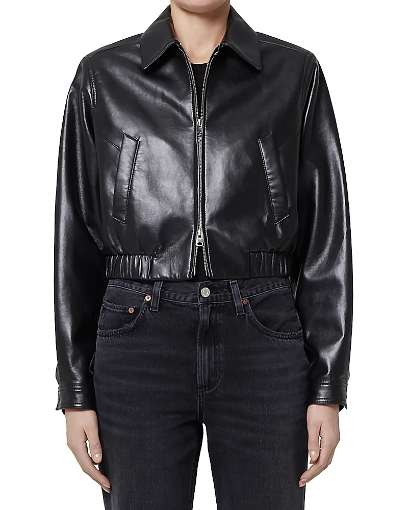 Agolde x Shoreditch Ski Club Essie Leather Cropped Jacket