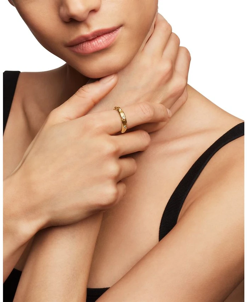 18K Yellow Gold Modern Renaissance Ring with Diamonds