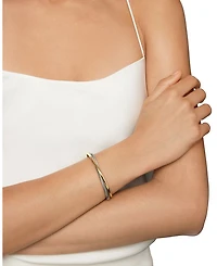 Crossover Two Row Cuff Sterling Silver with 18K Yellow Gold, 5mm