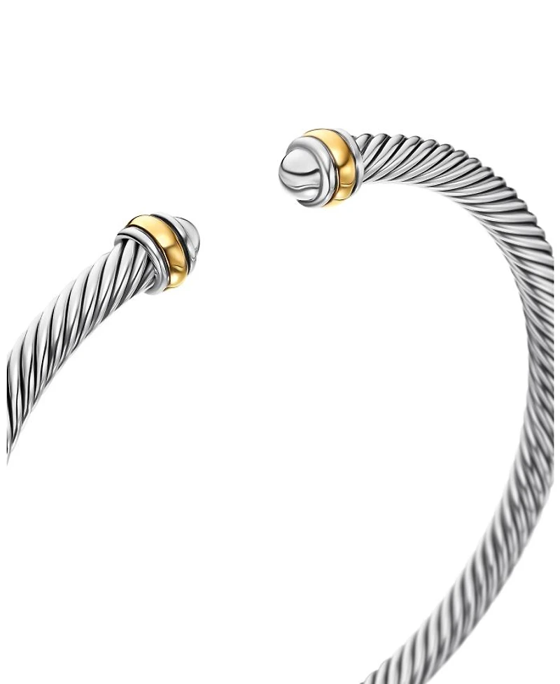 Classic Cable Bracelet Sterling Silver with 18K Yellow Gold, 4mm