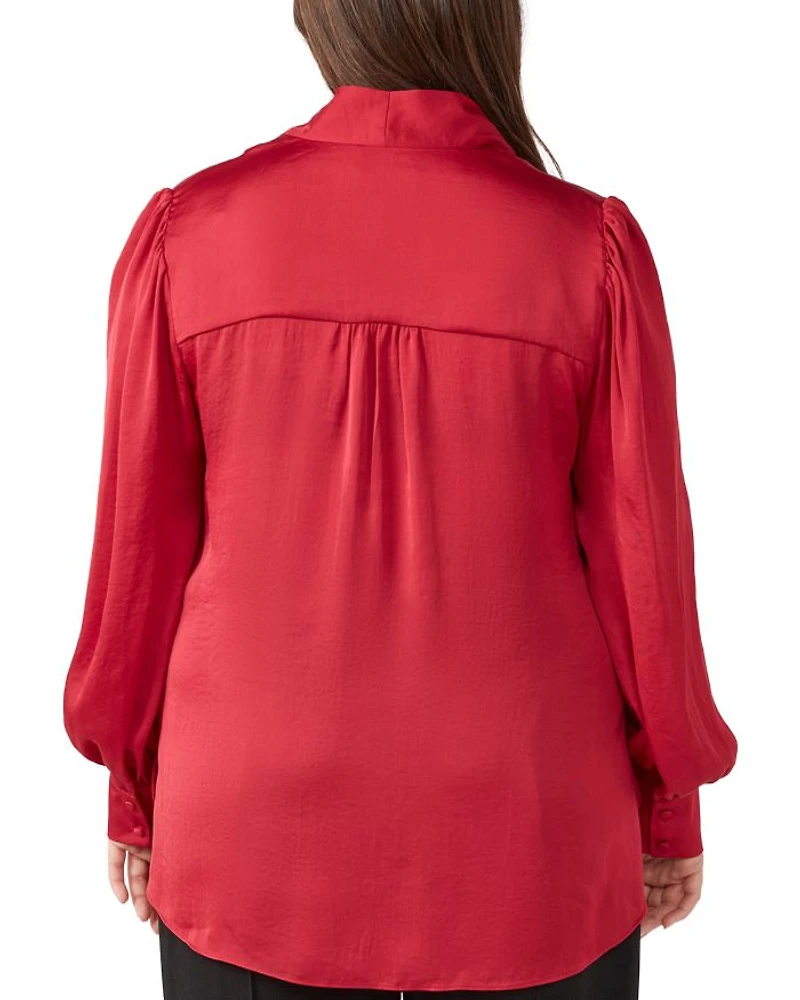 Plus Lenora Sash Tie V Neck Blouse