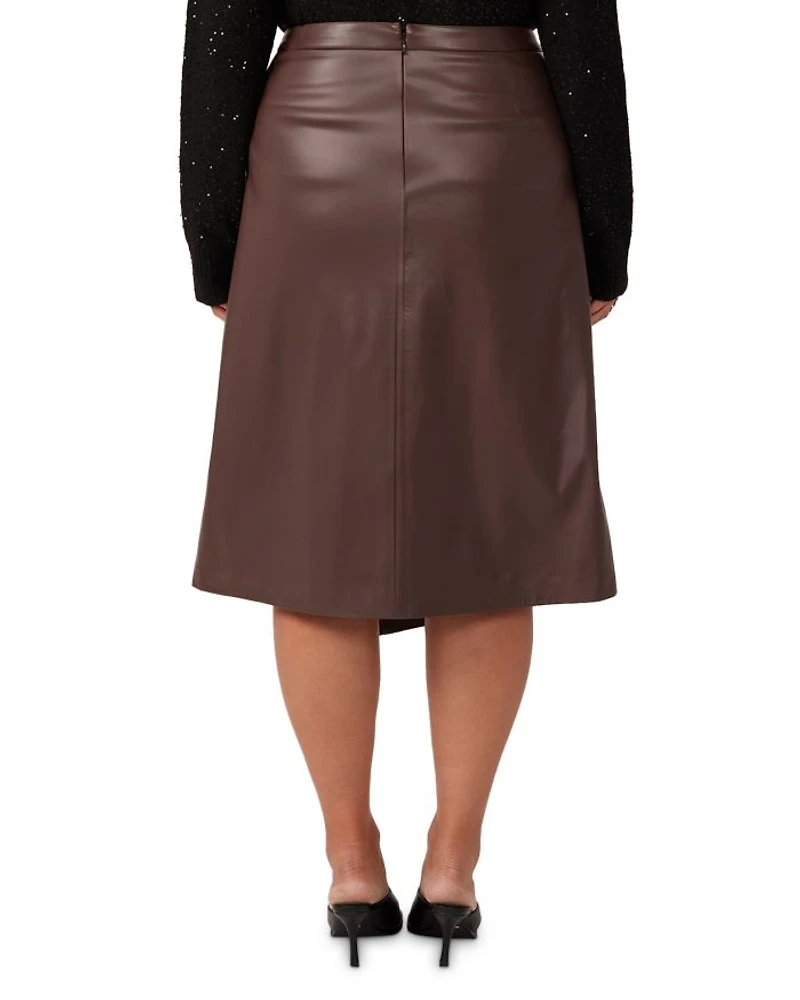 Plus Michelangelo Faux Leather Midi Skirt