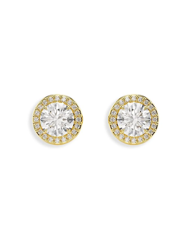 Una Crystal Halo Stud Earrings in Gold Tone
