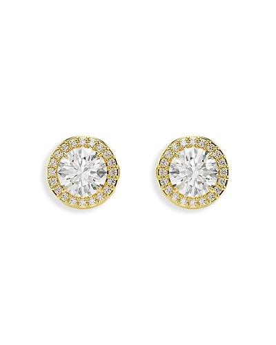 Una Crystal Halo Stud Earrings in Gold Tone