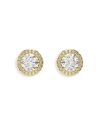 Una Crystal Halo Stud Earrings in Gold Tone