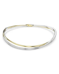 Hyperbola Crystal Crossover Choker Necklace in Gold Tone & Rhodium Plated, 13.87"